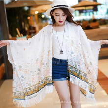 Las mujeres de la moda imprimen bufanda floral del mantón del cabo del verano de la mariposa floral
